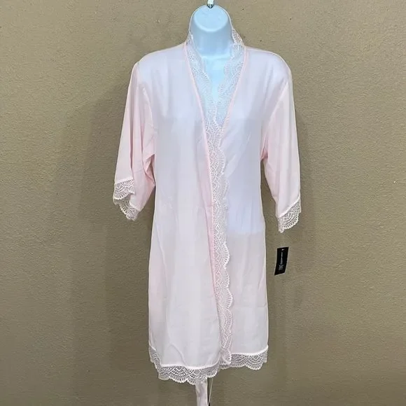 Inc International Concepts Lace Trim Short Robe-S - Picture 2 of 10